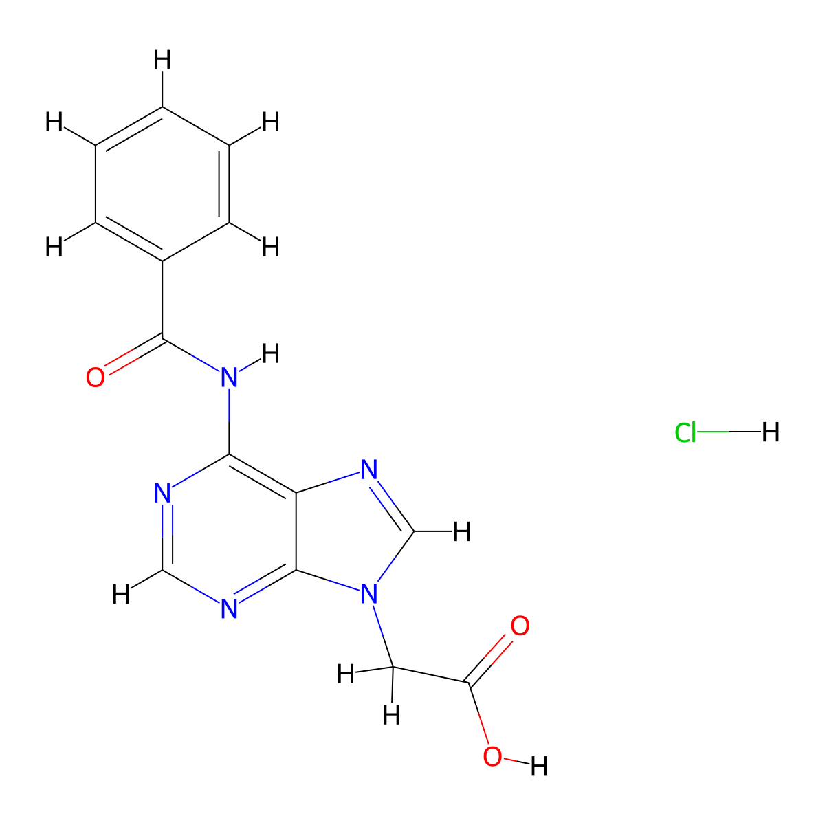 2-(6-benzamido-9H-purin-9-yl)acetic acid hydrochloride molecular structure, CAS 2203403-89-6