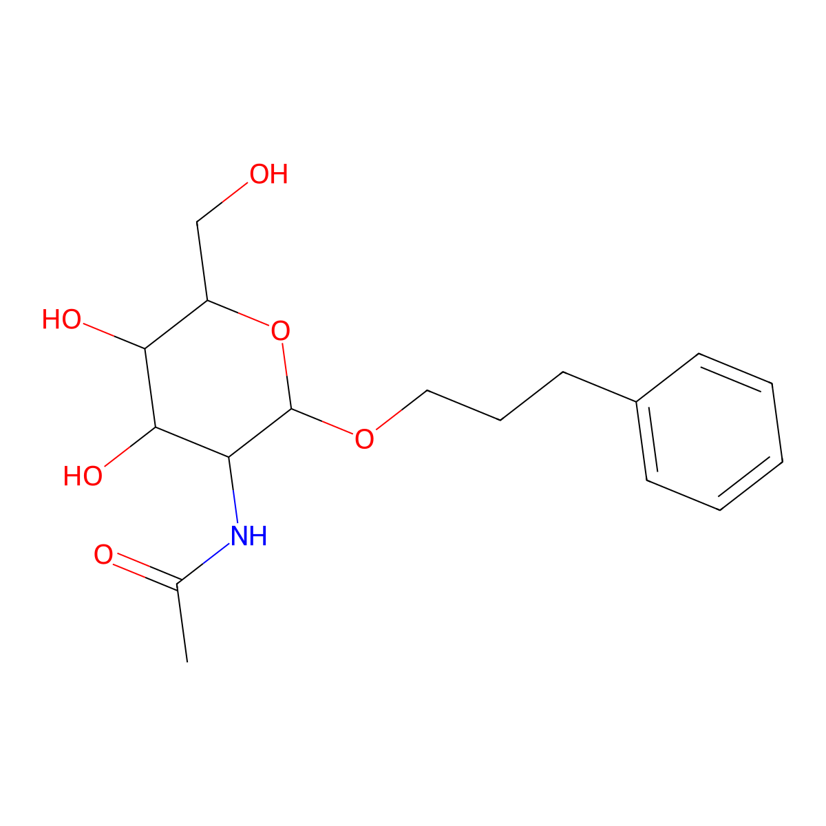 Phenylpropyl 2-acetamido-2-deoxy-b-D-glucopyranoside molecular structure, CAS 220341-09-3