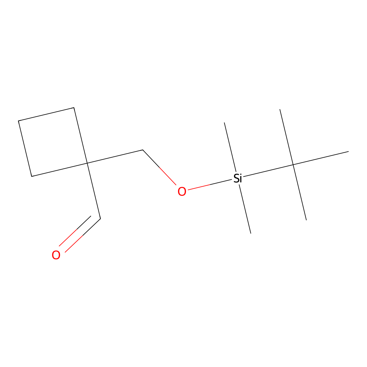 1-{[(Tert-butyldimethylsilyl)oxy]methyl}cyclobutane-1-carbaldehyde molecular structure, CAS 220343-45-3
