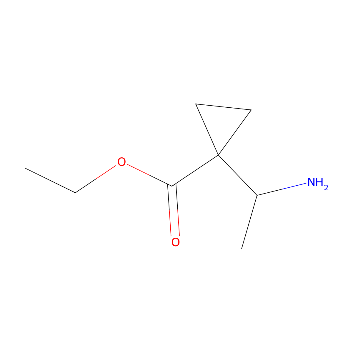 Ethyl 1-(1-aminoethyl)cyclopropane-1-carboxylate molecular structure, CAS 2203486-93-3