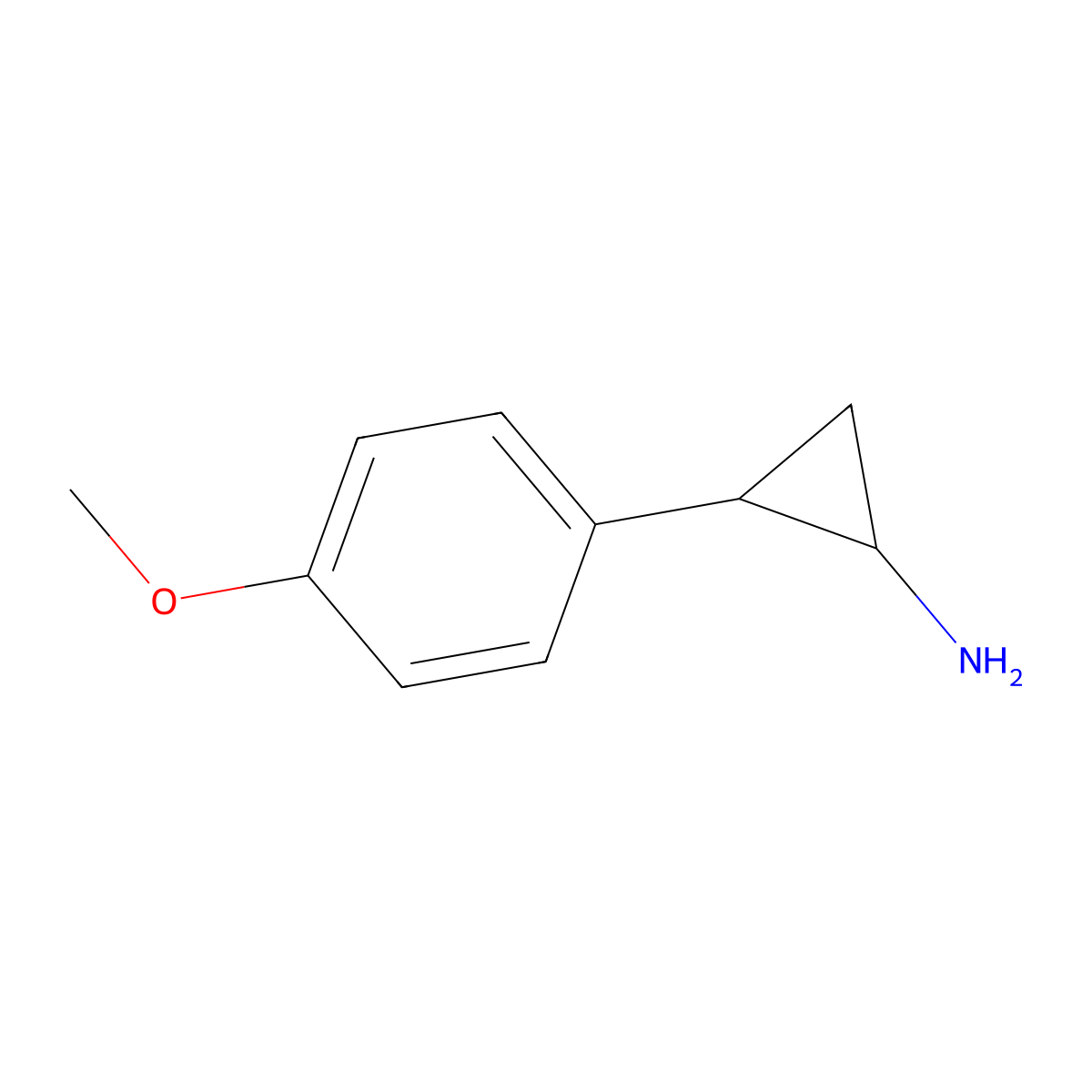 (1R,2S)-2-(4-methoxyphenyl)cyclopropanamine molecular structure, CAS 220349-83-7