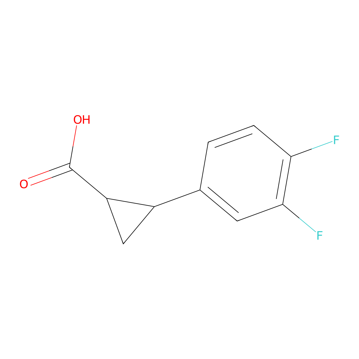(1R,2R)-2-(3,4-Difluorophenyl)cyclopropanecarboxylic acid molecular structure, CAS 220352-36-3