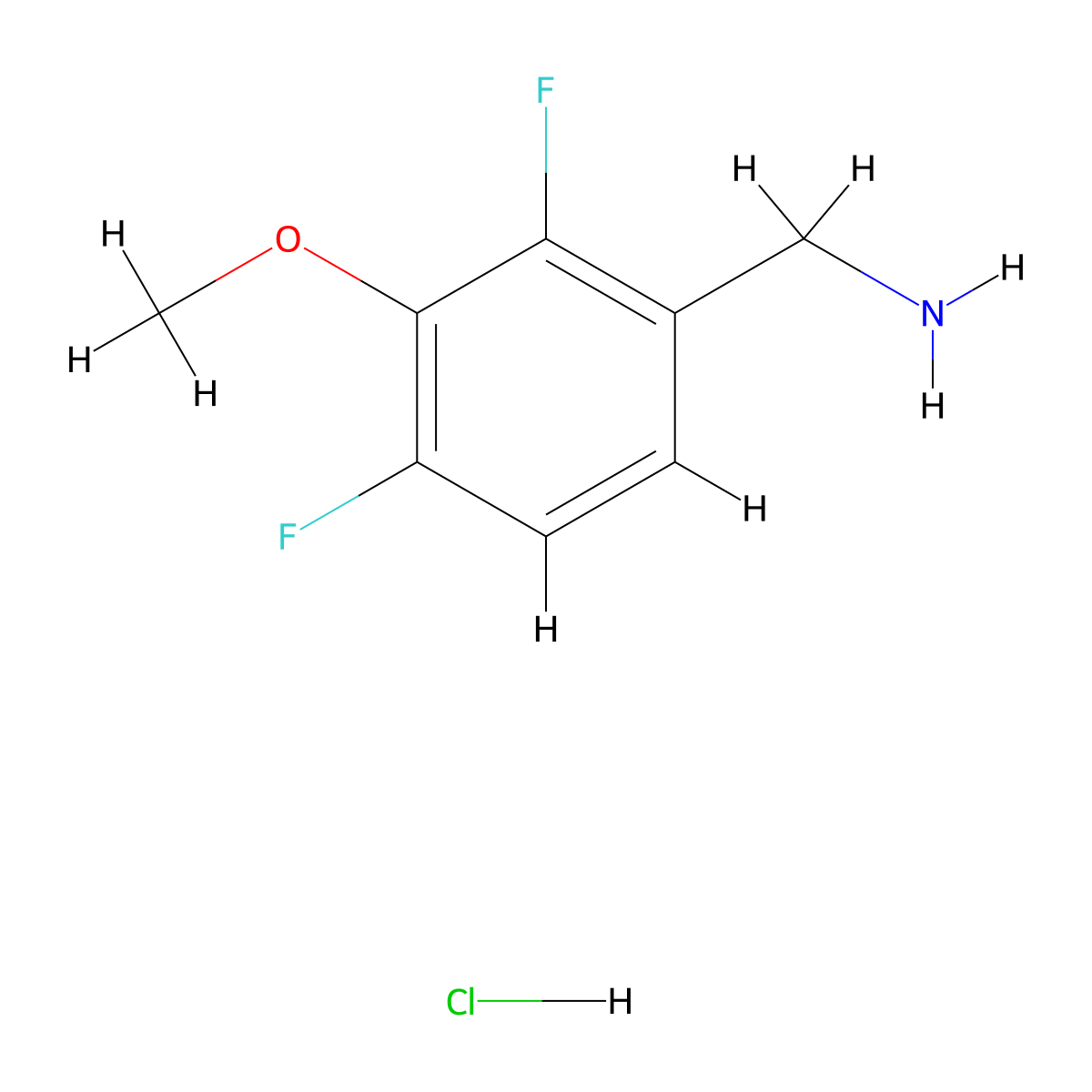 (2,4-Difluoro-3-methoxyphenyl)methanamine;hydrochloride molecular structure, CAS 220353-07-1