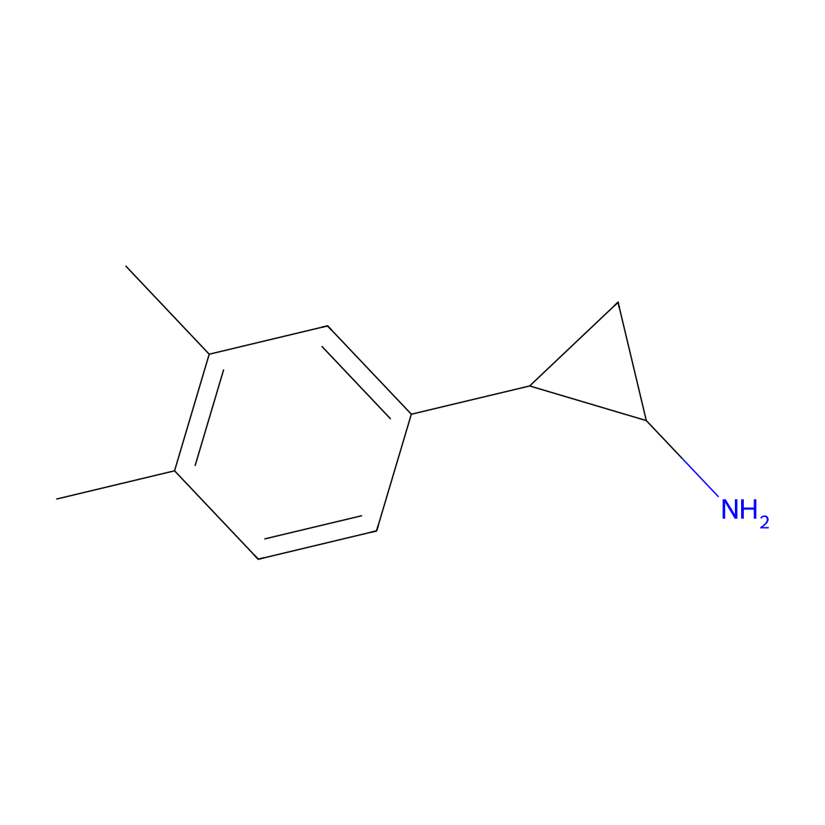 (1R,2S)-2-(3,4-dimethylphenyl)cyclopropan-1-amine molecular structure, CAS 220353-14-0