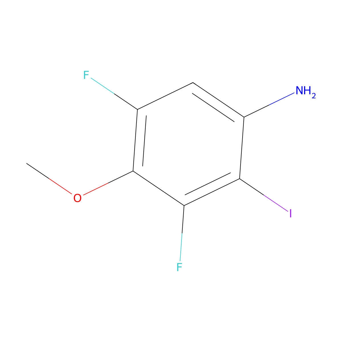 3,5-Difluoro-2-iodo-4-methoxyaniline molecular structure, CAS 220353-16-2