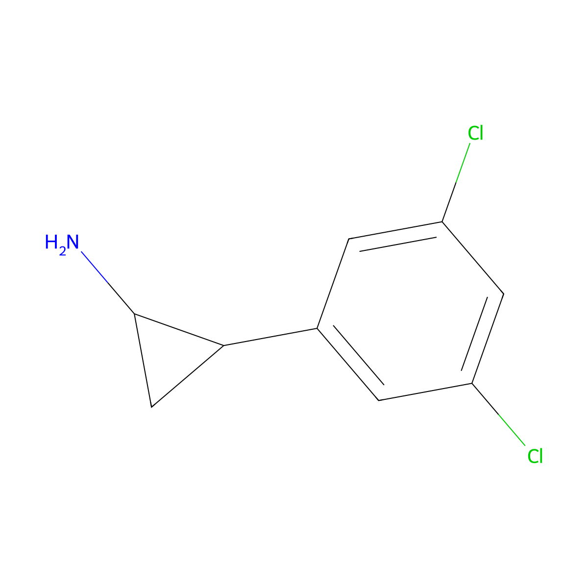 rac-(1R,2S)-2-(3,5-dichlorophenyl)cyclopropan-1-amine molecular structure, CAS 220353-26-4