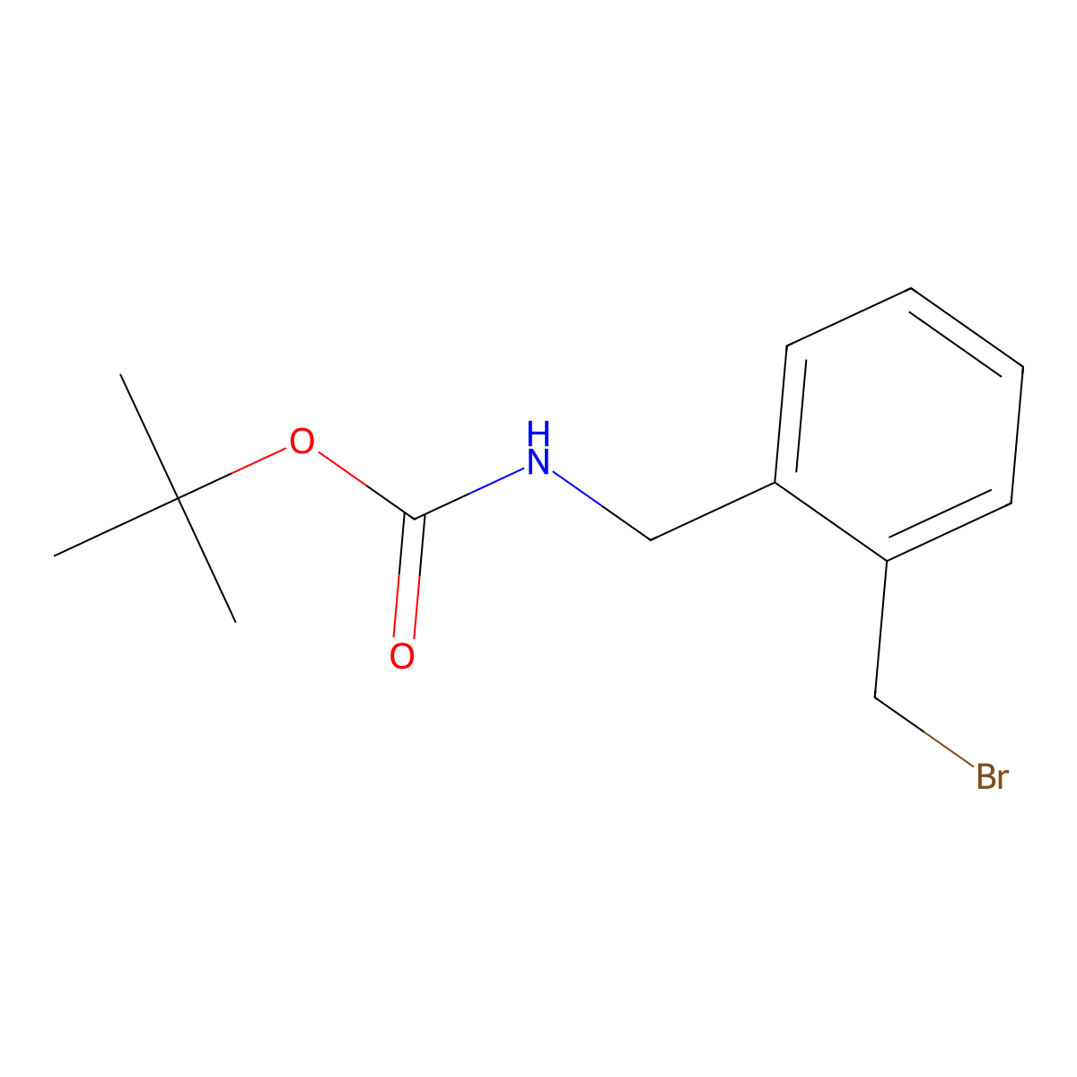 tert-butyl N-((2-(bromomethyl)phenyl)methyl)carbamate molecular structure, CAS 220364-33-0