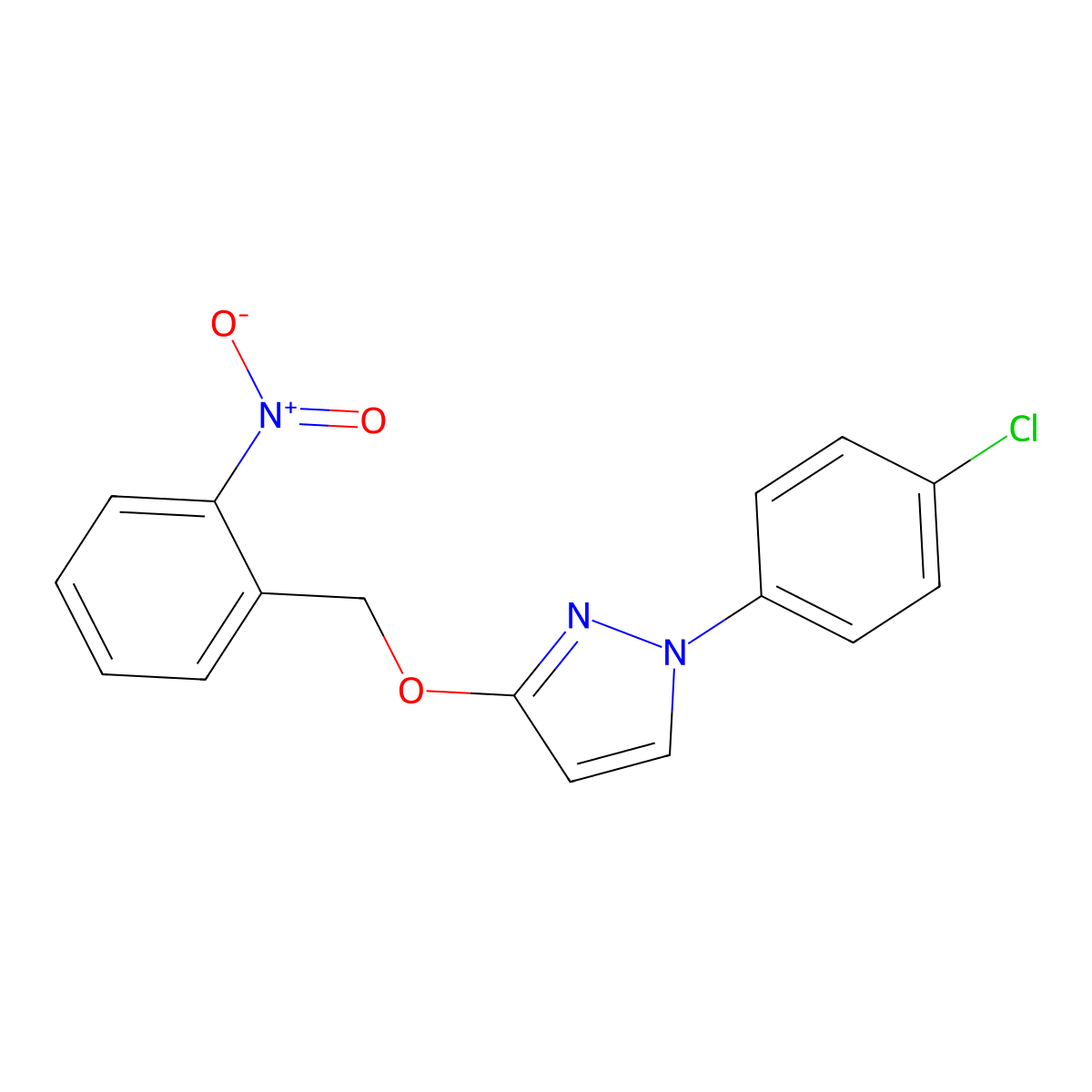 1-(4-Chlorophenyl)-3-((2-nitrobenzyl)oxy)-1H-pyrazole molecular structure, CAS 220368-29-6