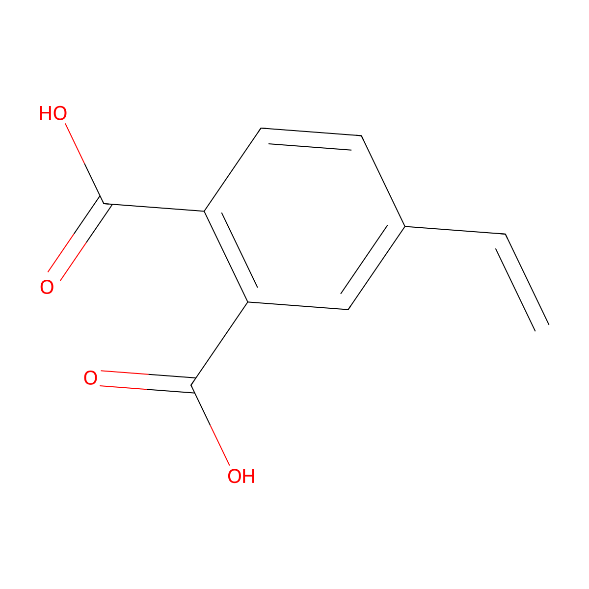 4-Ethenylbenzene-1,2-dicarboxylic acid molecular structure, CAS 22037-61-2