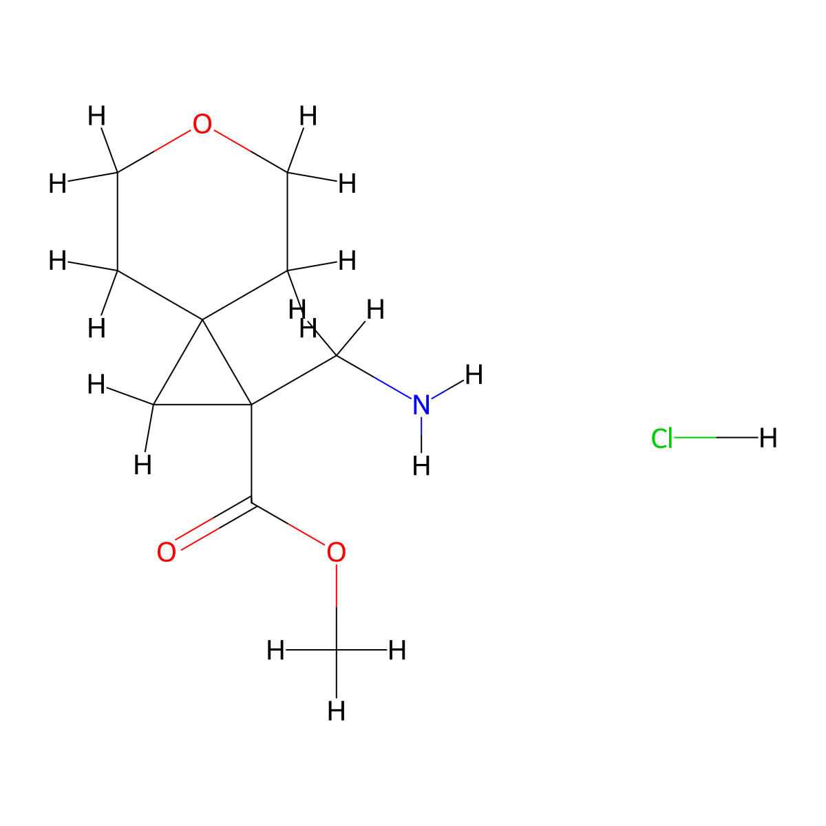 Methyl 1-(aminomethyl)-6-oxaspiro[2.5]octane-1-carboxylate hydrochloride molecular structure, CAS 2203717-15-9