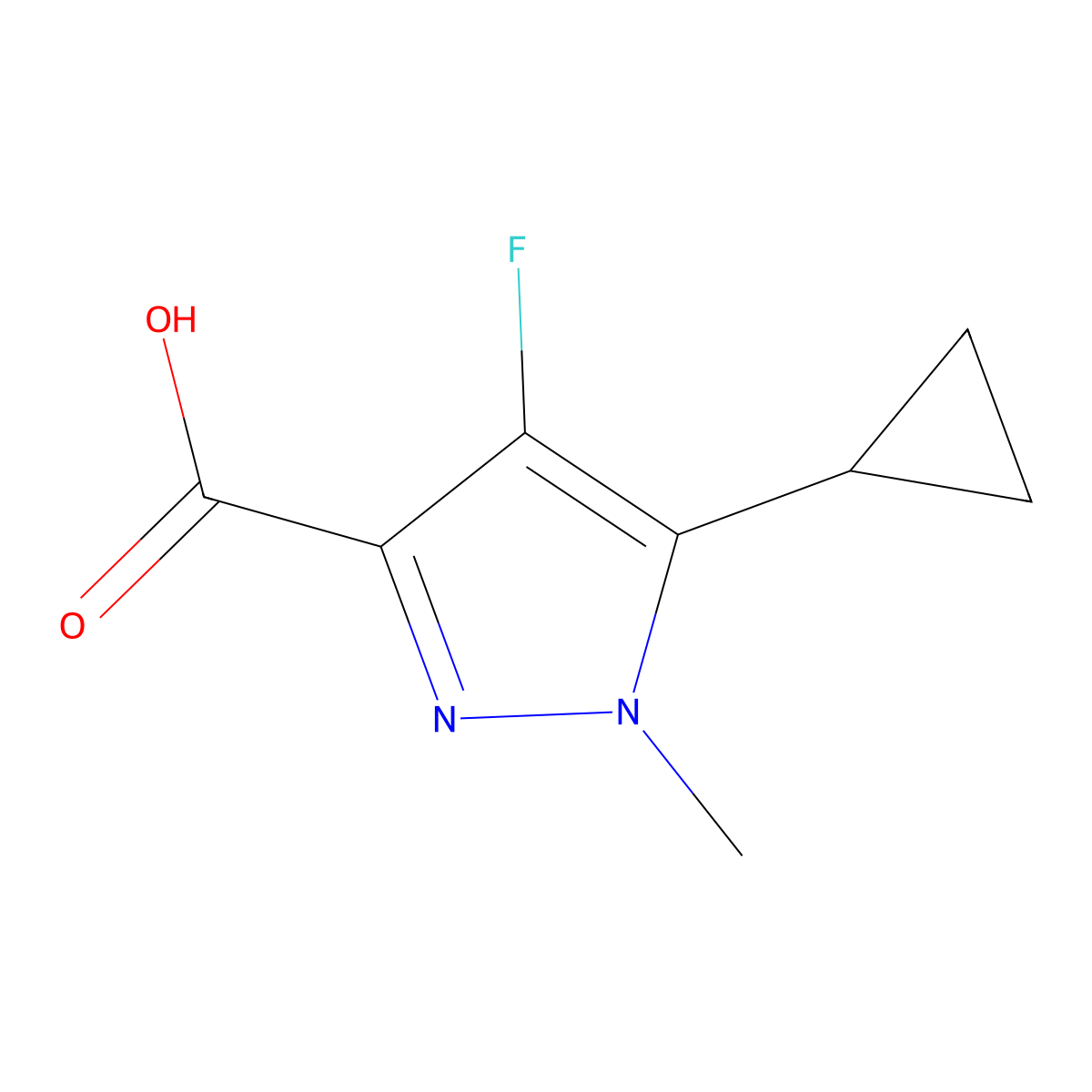 5-cyclopropyl-4-fluoro-1-methyl-1H-pyrazole-3-carboxylicacid molecular structure, CAS 2203751-74-8