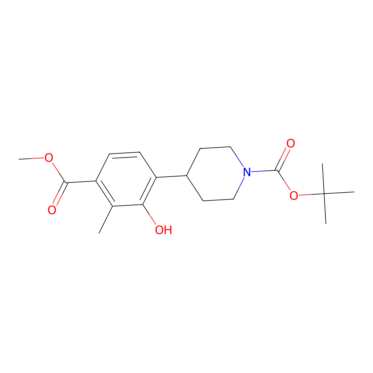 Tert-butyl 4-(2-hydroxy-4-(methoxycarbonyl)-3-methylphenyl)piperidine-1-carboxylate molecular structure, CAS 2203854-74-2
