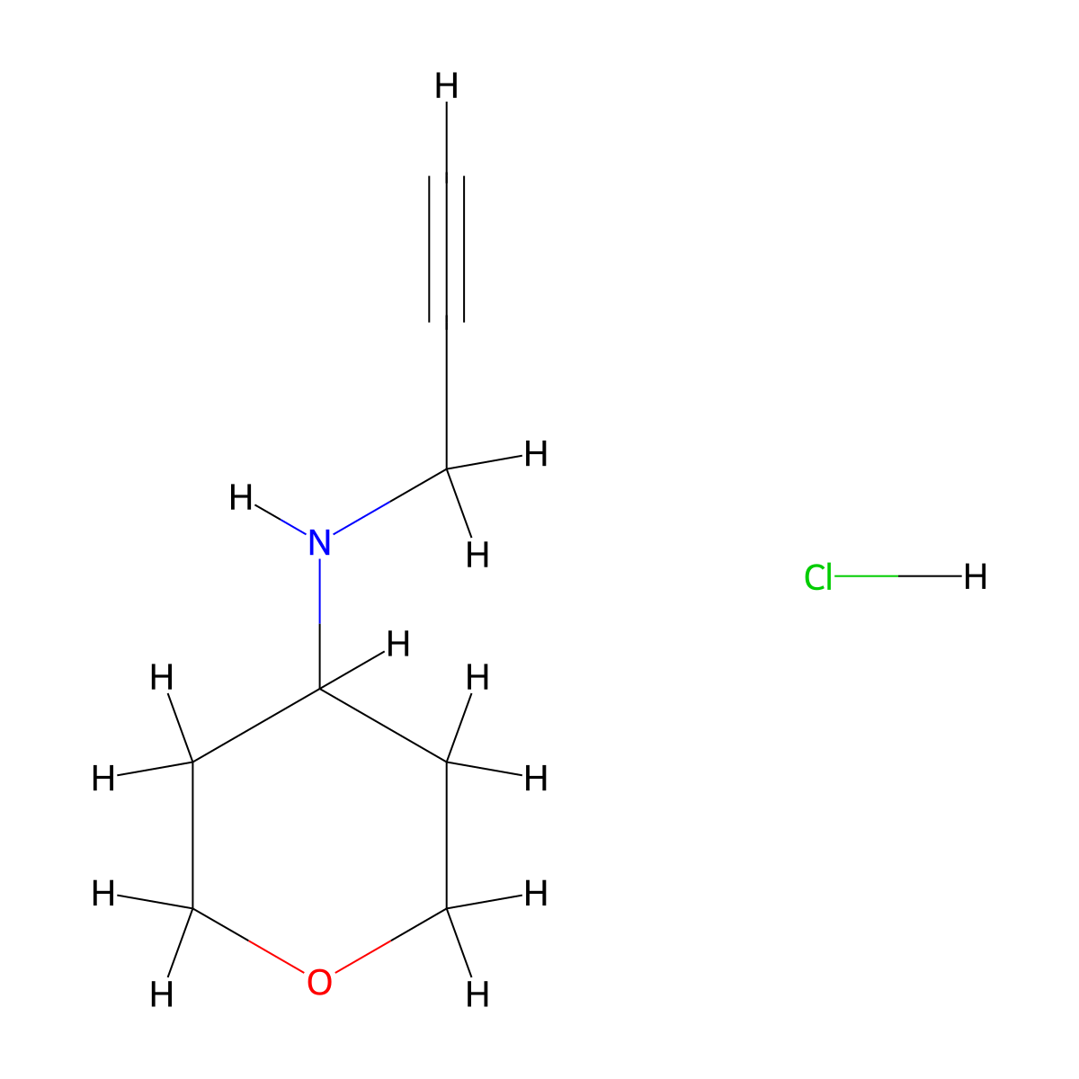 N-(prop-2-yn-1-yl)tetrahydro-2H-pyran-4-amine hydrochloride molecular structure, CAS 2203855-15-4