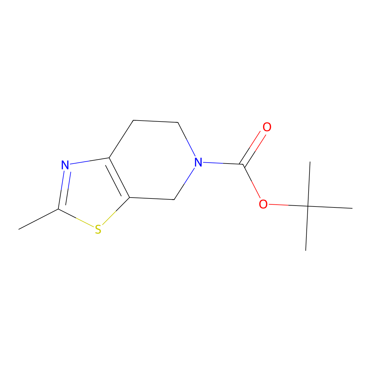 tert-Butyl 2-methyl-6,7-dihydrothiazolo[5,4-c]pyridine-5(4H)-carboxylate molecular structure, CAS 220388-97-6