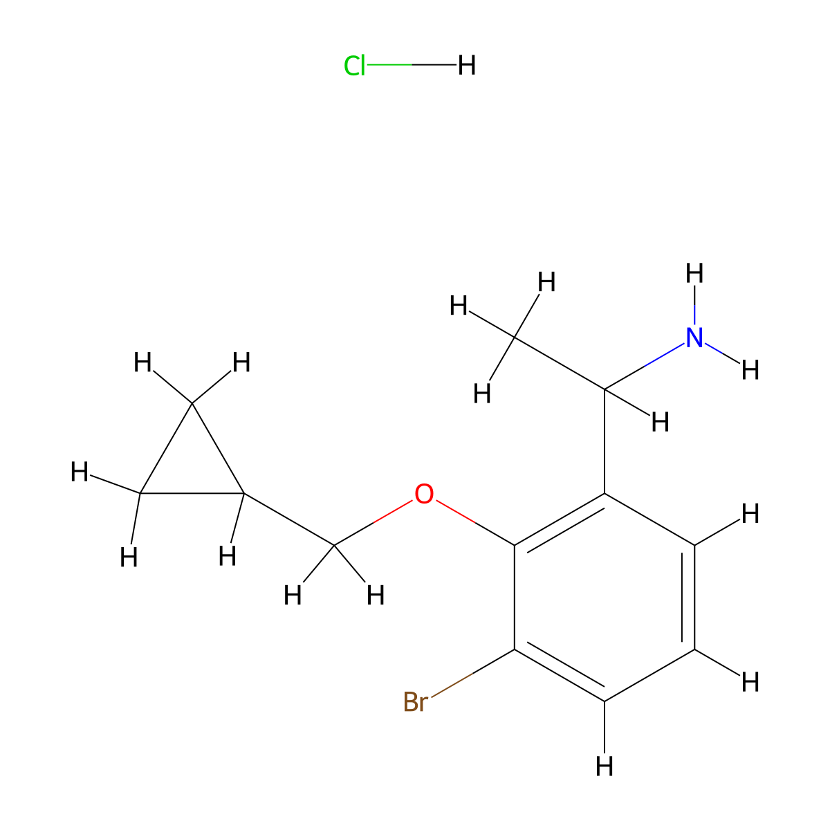 1-(3-Bromo-2-cyclopropylmethoxy-phenyl)-ethylamine hydrochloride molecular structure, CAS 2203940-46-7
