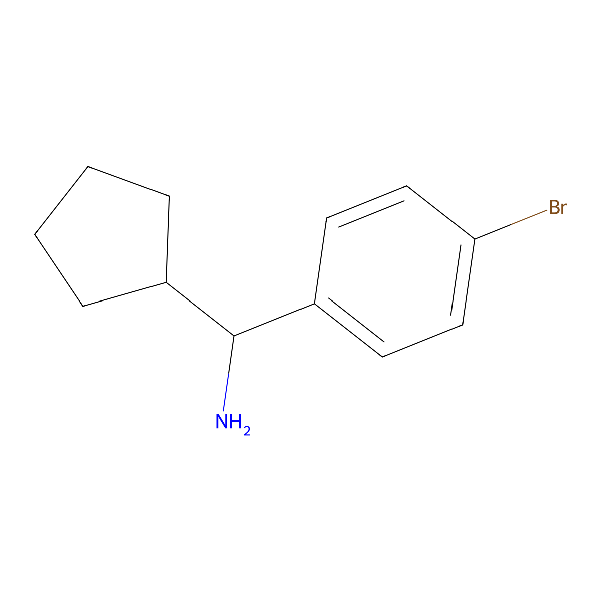 (4-Bromophenyl)(cyclopentyl)methanamine molecular structure, CAS 2204-96-8