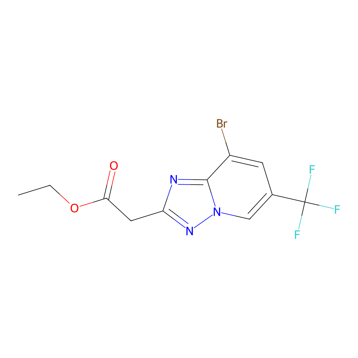 Ethyl2-(8-bromo-6-(trifluoromethyl)-[1,2,4]triazolo[1,5-A]pyridin-2-YL)acetate molecular structure, CAS 2204040-45-7