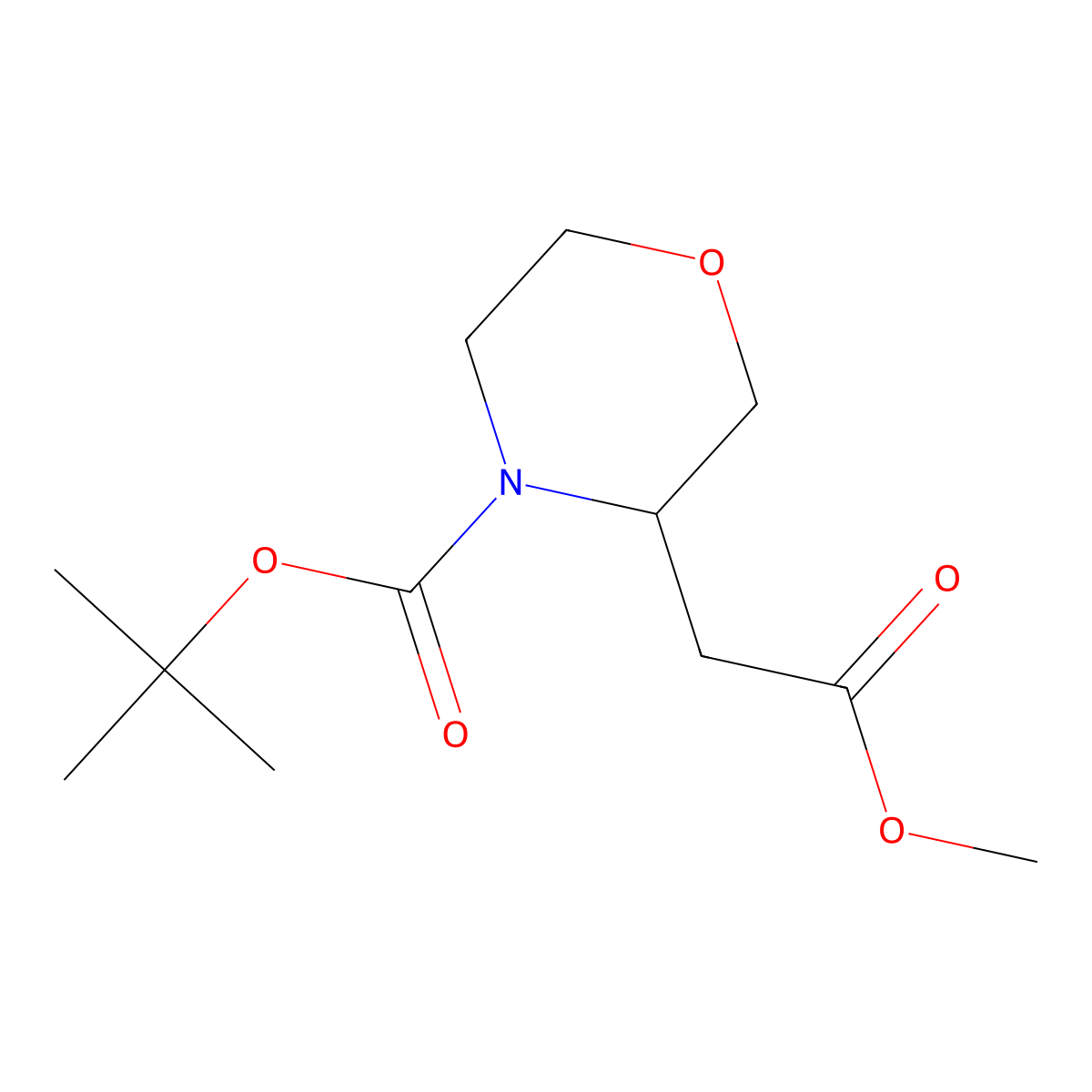 tert-Butyl (R)-3-(2-methoxy-2-oxoethyl)morpholine-4-carboxylate molecular structure, CAS 2204040-48-0