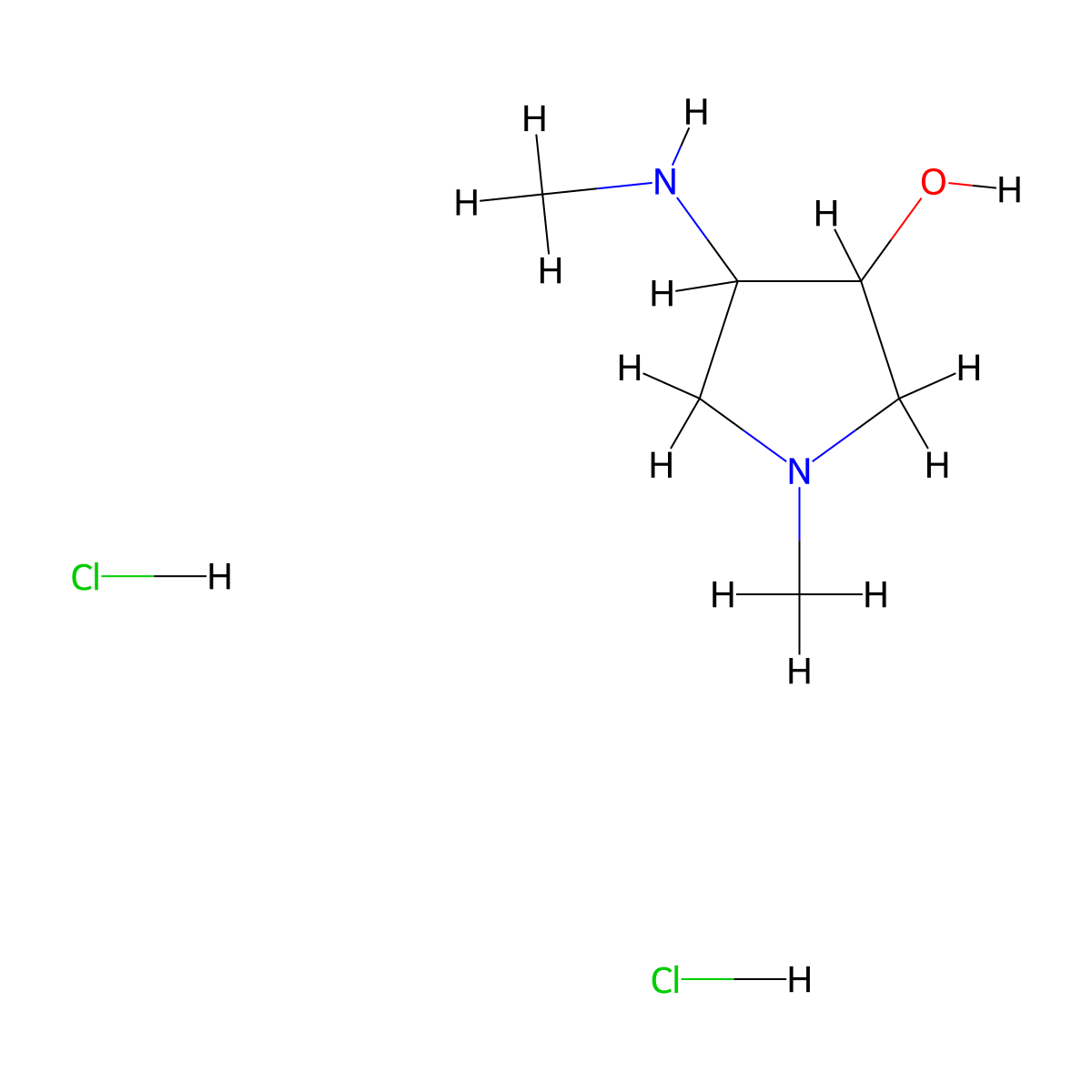 1-Methyl-4-(methylamino)-3-pyrrolidinol dihydrochloride molecular structure, CAS 2204054-55-5