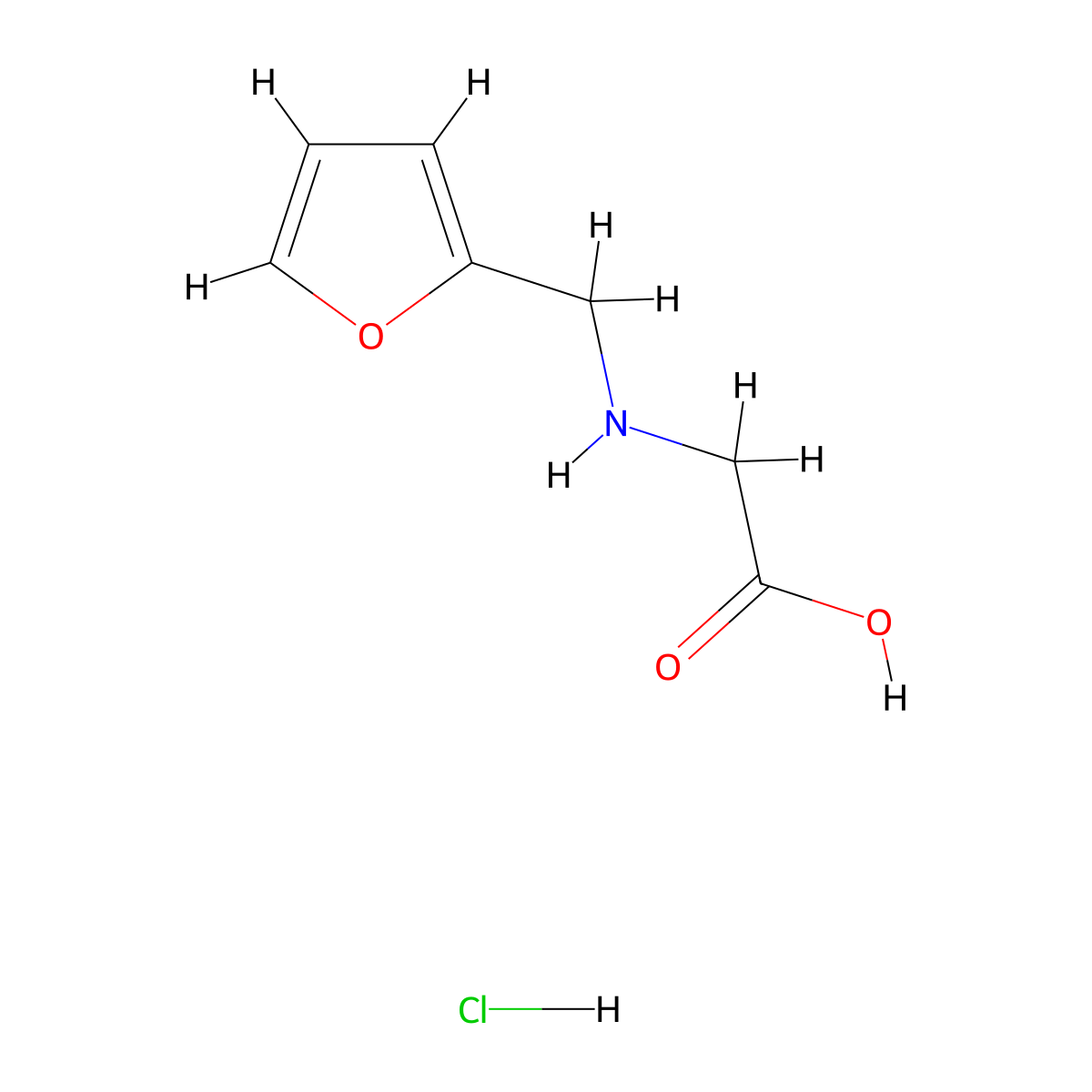 2-((Furan-2-ylmethyl)amino)acetic acid hcl molecular structure, CAS 2204091-97-2