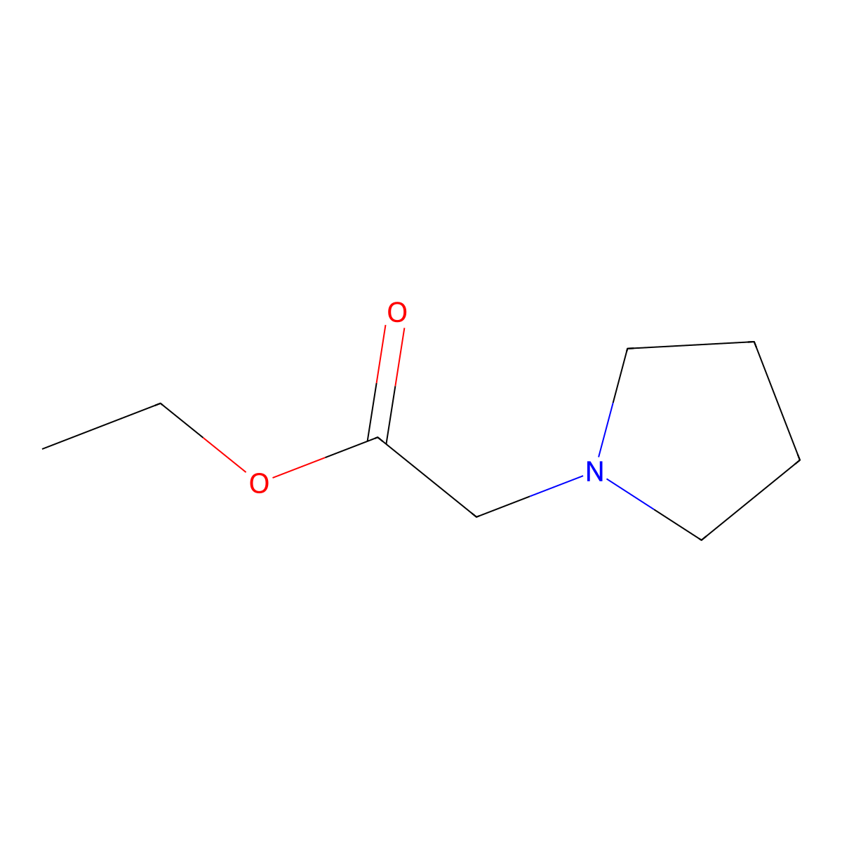 1-Pyrrolidineacetic acid, ethyl ester molecular structure, CAS 22041-19-6
