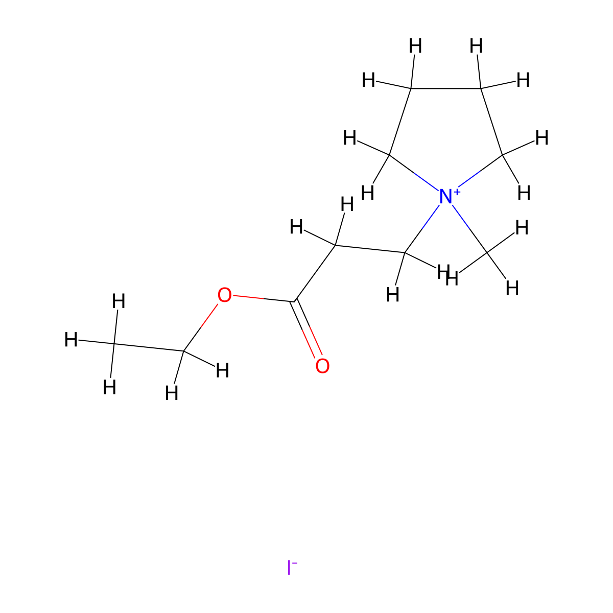 1-(3-Ethoxy-3-oxopropyl)-1-methylpyrrolidin-1-ium iodide molecular structure, CAS 22041-32-3