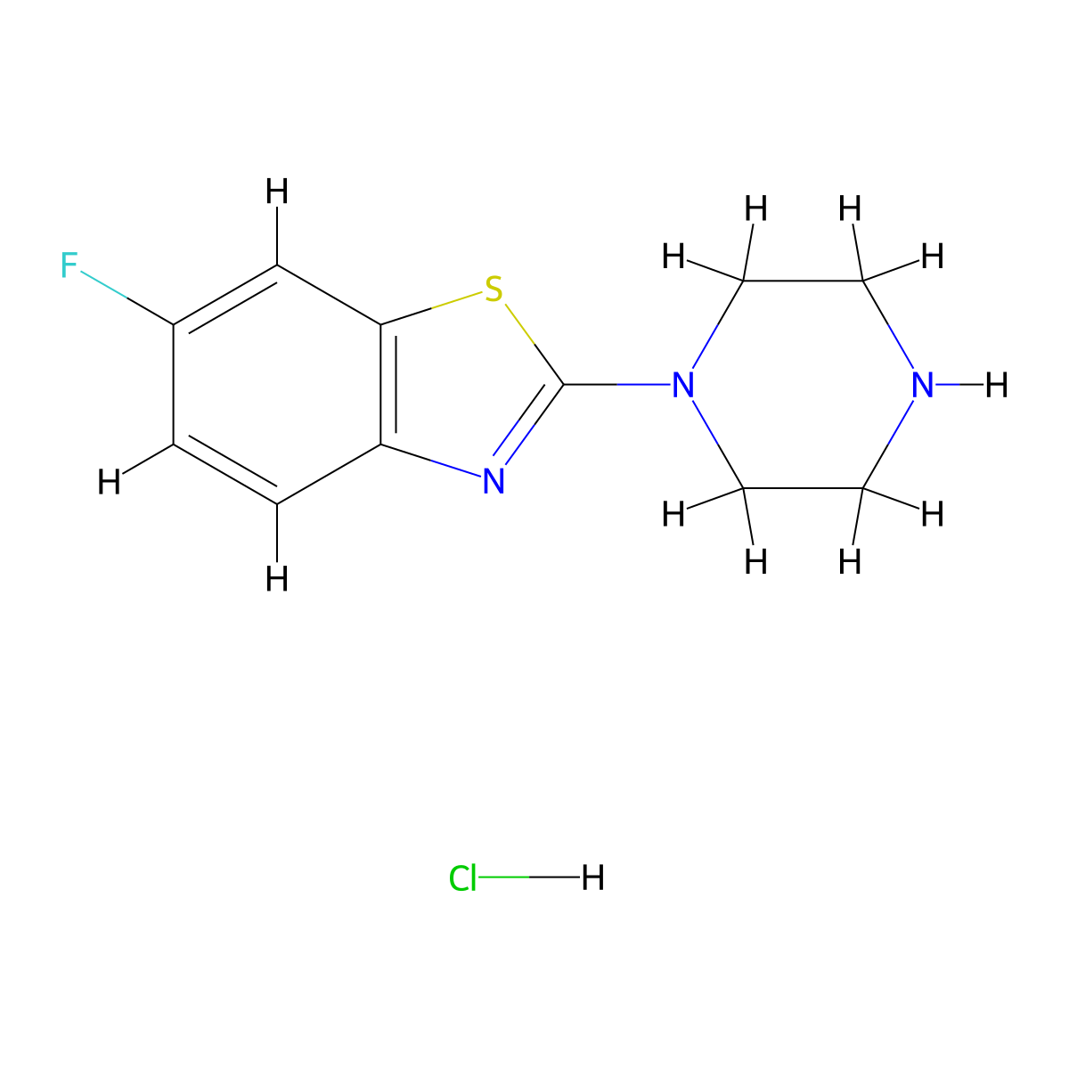 6-Fluoro-2-(piperazin-1-yl)benzo[d]thiazole hydrochloride molecular structure, CAS 2204141-69-3