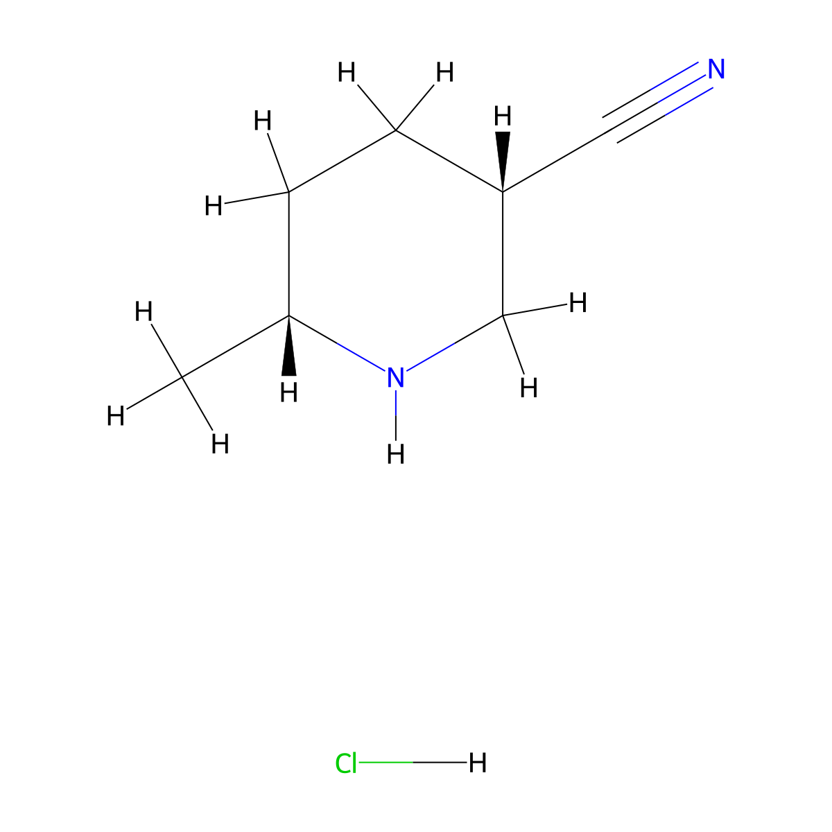 cis-6-Methyl-piperidine-3-carbonitrile hcl molecular structure, CAS 2204193-64-4
