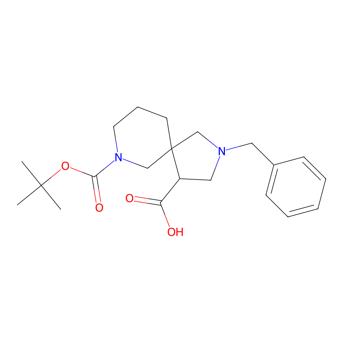 2-Benzyl-9-tert-butoxycarbonyl-2,9-diazaspiro[4.5]decane-4-carboxylic acid molecular structure, CAS 2204193-85-9