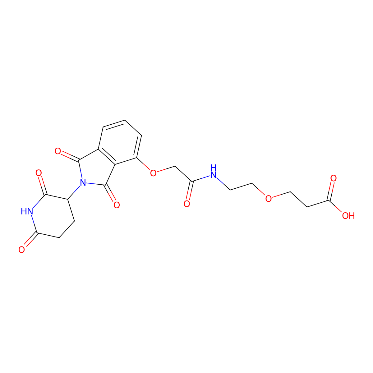 3-(2-(2-((2-(2,6-Dioxopiperidin-3-yl)-1,3-dioxoisoindolin-4-yl)oxy)acetamido)ethoxy)propanoic acid molecular structure, CAS 2204225-99-8