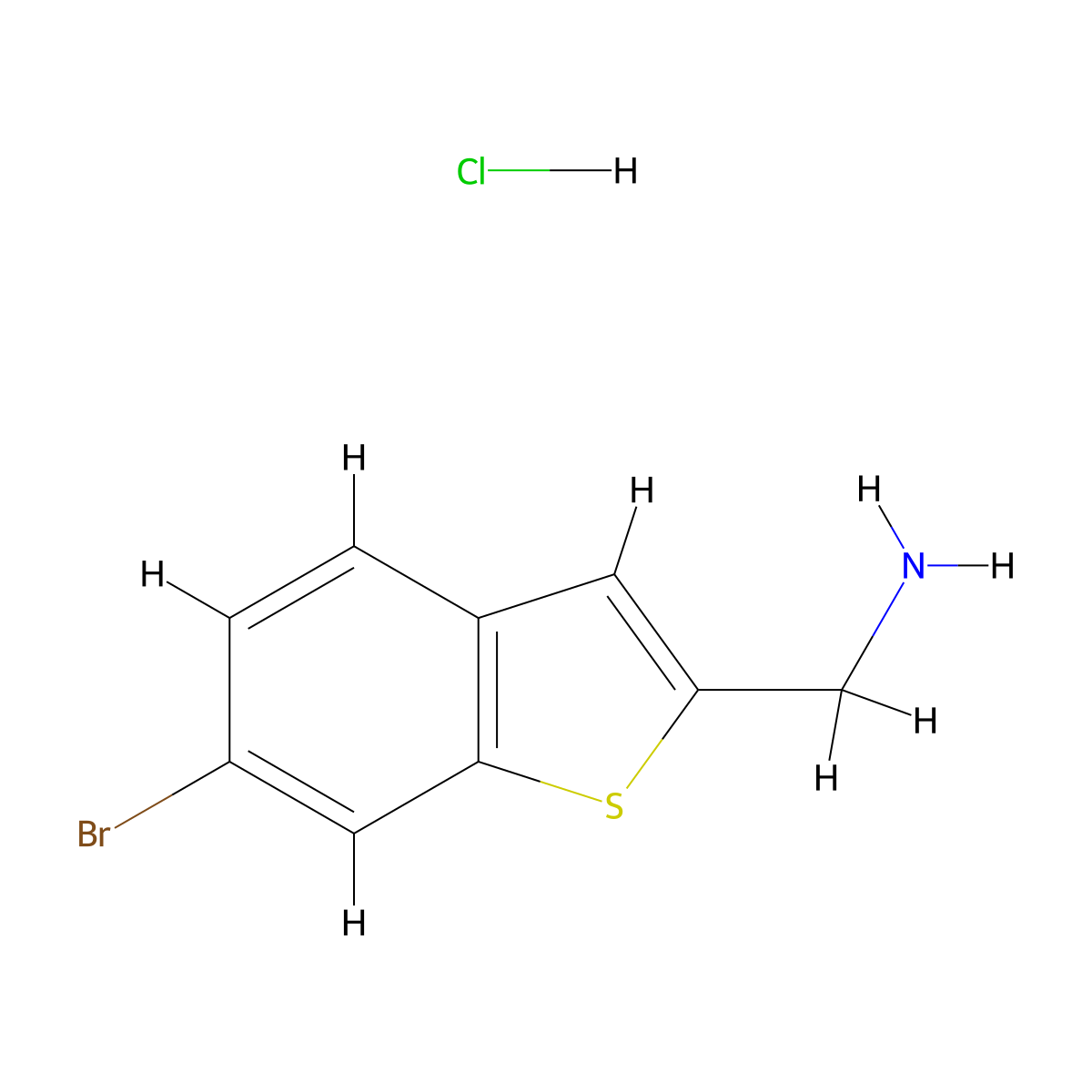 1-(6-Bromo-1-benzothiophen-2-yl)methanamine hydrochloride molecular structure, CAS 2204255-29-6