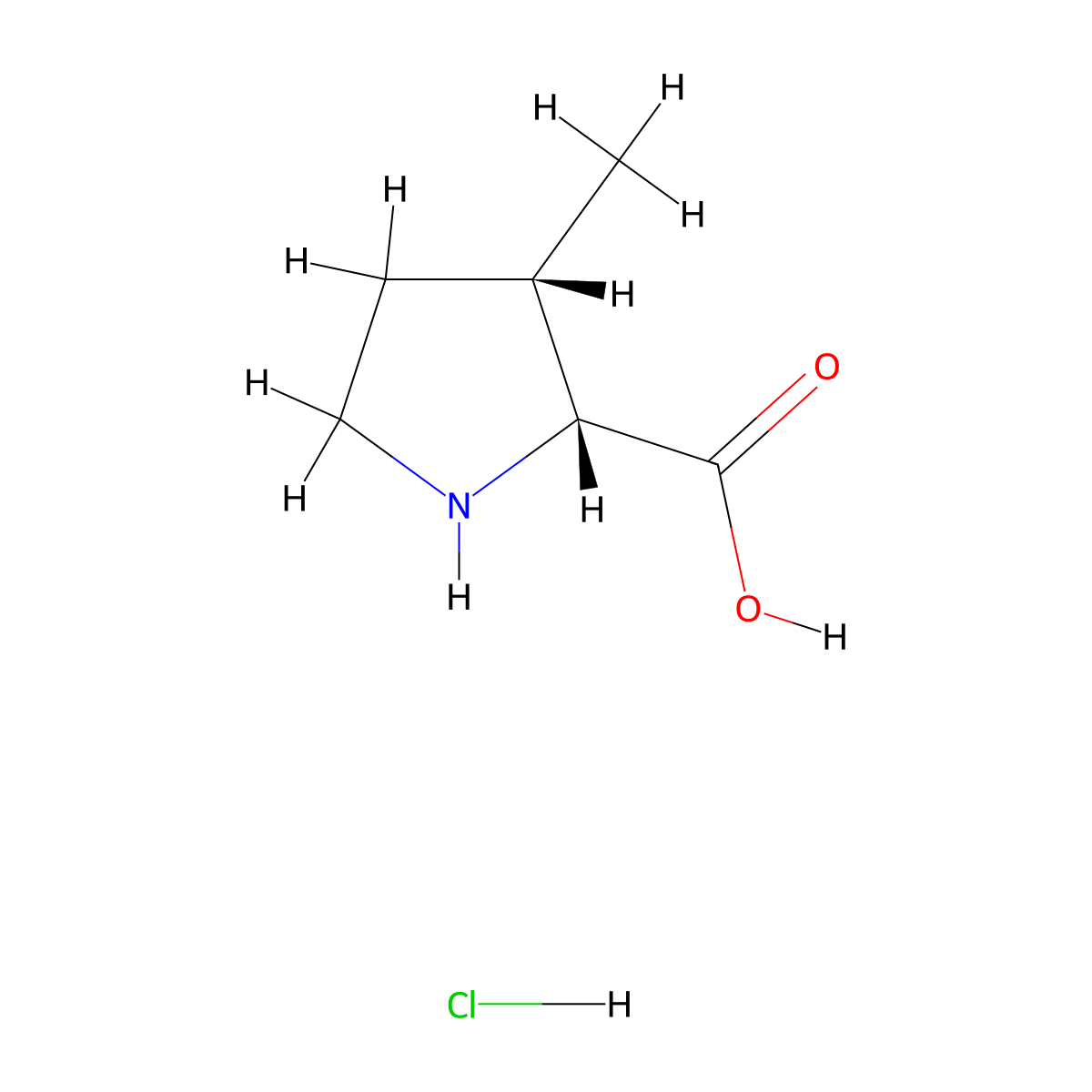 (2R,3S)-3-Methylpyrrolidine-2-carboxylic Acid Hydrochloride molecular structure, CAS 220426-89-1