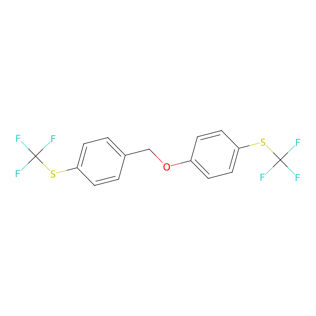 (Trifluoromethyl)(4-((4-((trifluoromethyl)thio)benzyl)oxy)phenyl)sulfane molecular structure, CAS 2204270-73-3