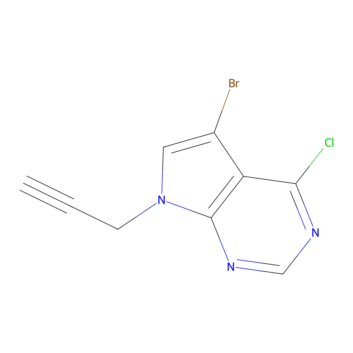 5-bromo-4-chloro-7-(prop-2-yn-1-yl)-7H-pyrrolo[2,3-d]pyrimidine molecular structure, CAS 2204271-72-5