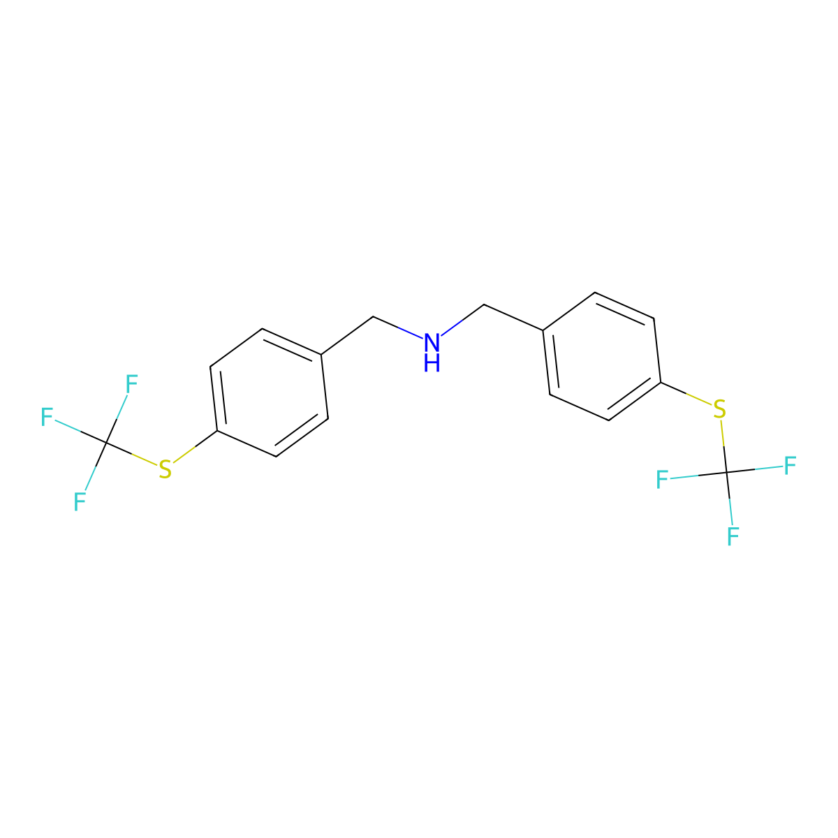 1-[4-(trifluoromethylsulfanyl)phenyl]-N-[[4-(trifluoromethylsulfanyl)phenyl]methyl]methanamine molecular structure, CAS 2204280-41-9