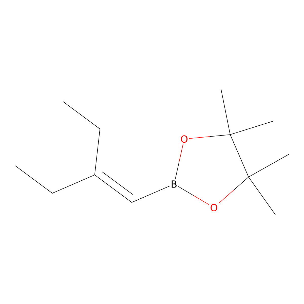 2-(2-Ethylbut-1-en-1-yl)-4,4,5,5-tetramethyl-1,3,2-dioxaborolane molecular structure, CAS 2204289-33-6