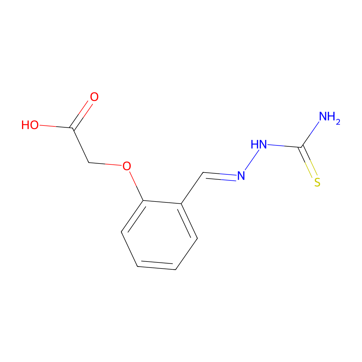 2-[2-[(Carbamothioylhydrazinylidene)methyl]phenoxy]acetic acid molecular structure, CAS 22043-09-0