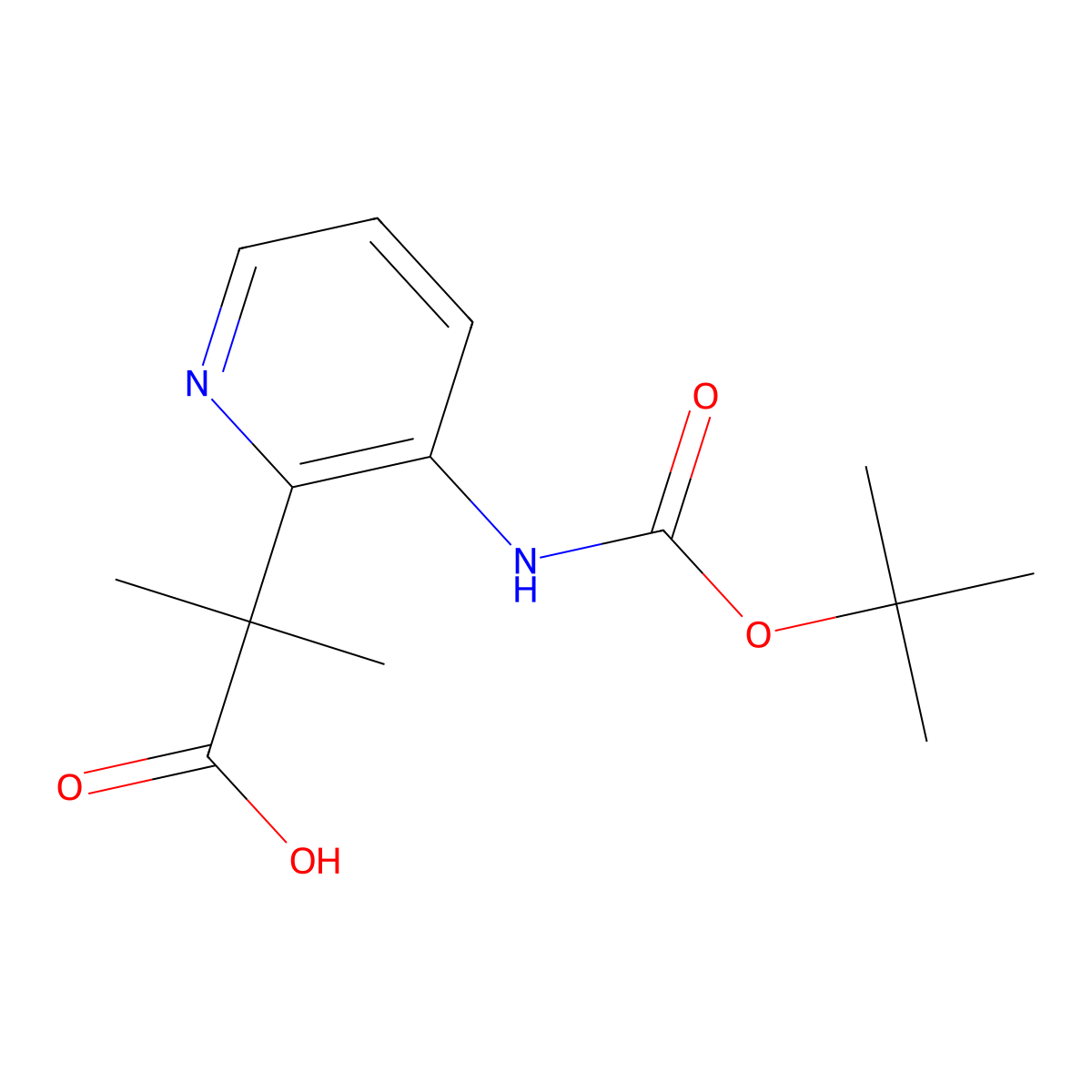 2-(3-((Tert-butoxycarbonyl)amino)pyridin-2-YL)-2-methylpropanoic acid molecular structure, CAS 2204317-46-2