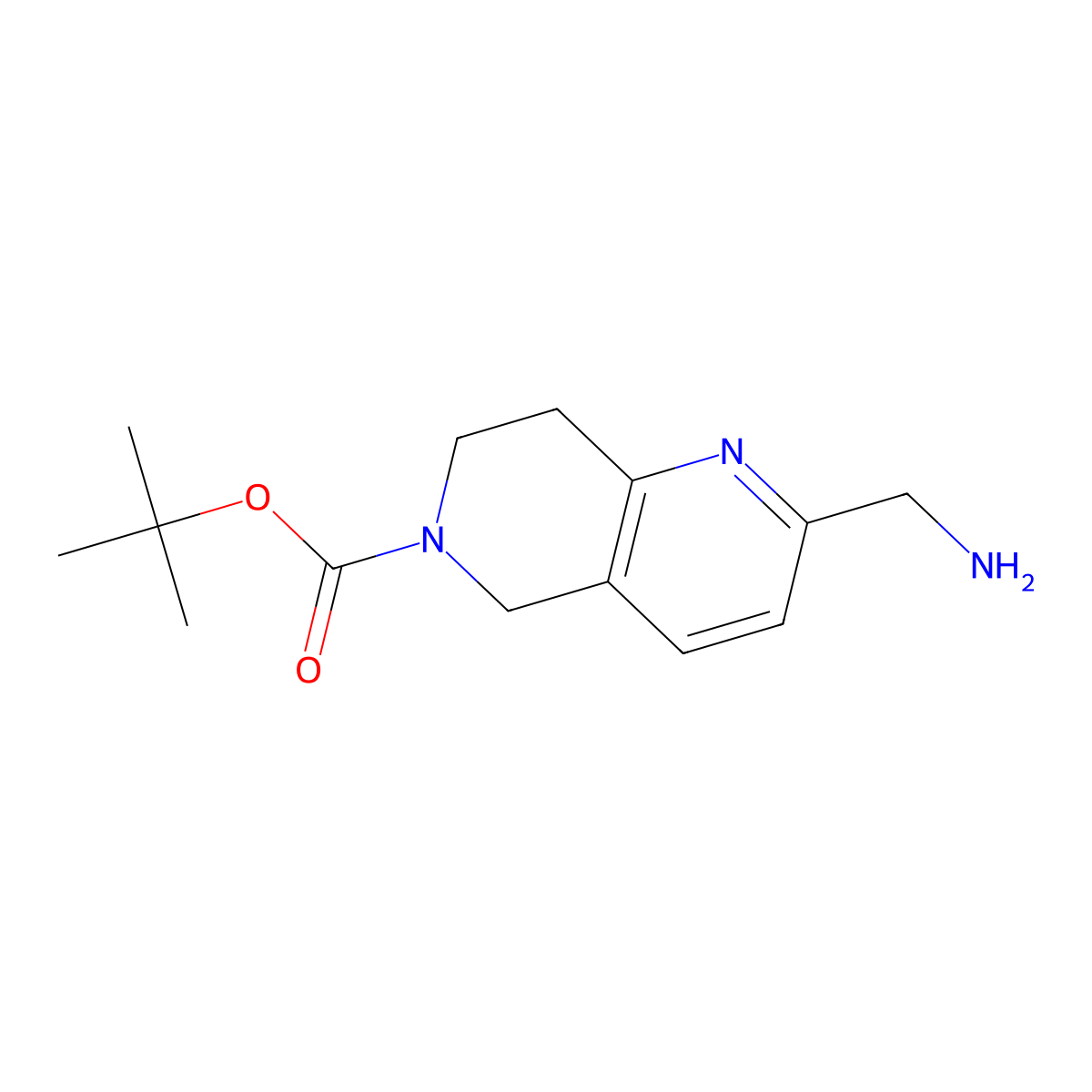 Tert-butyl 2-(aminomethyl)-5,6,7,8-tetrahydro-1,6-naphthyridine-6-carboxylate molecular structure, CAS 2204368-07-8