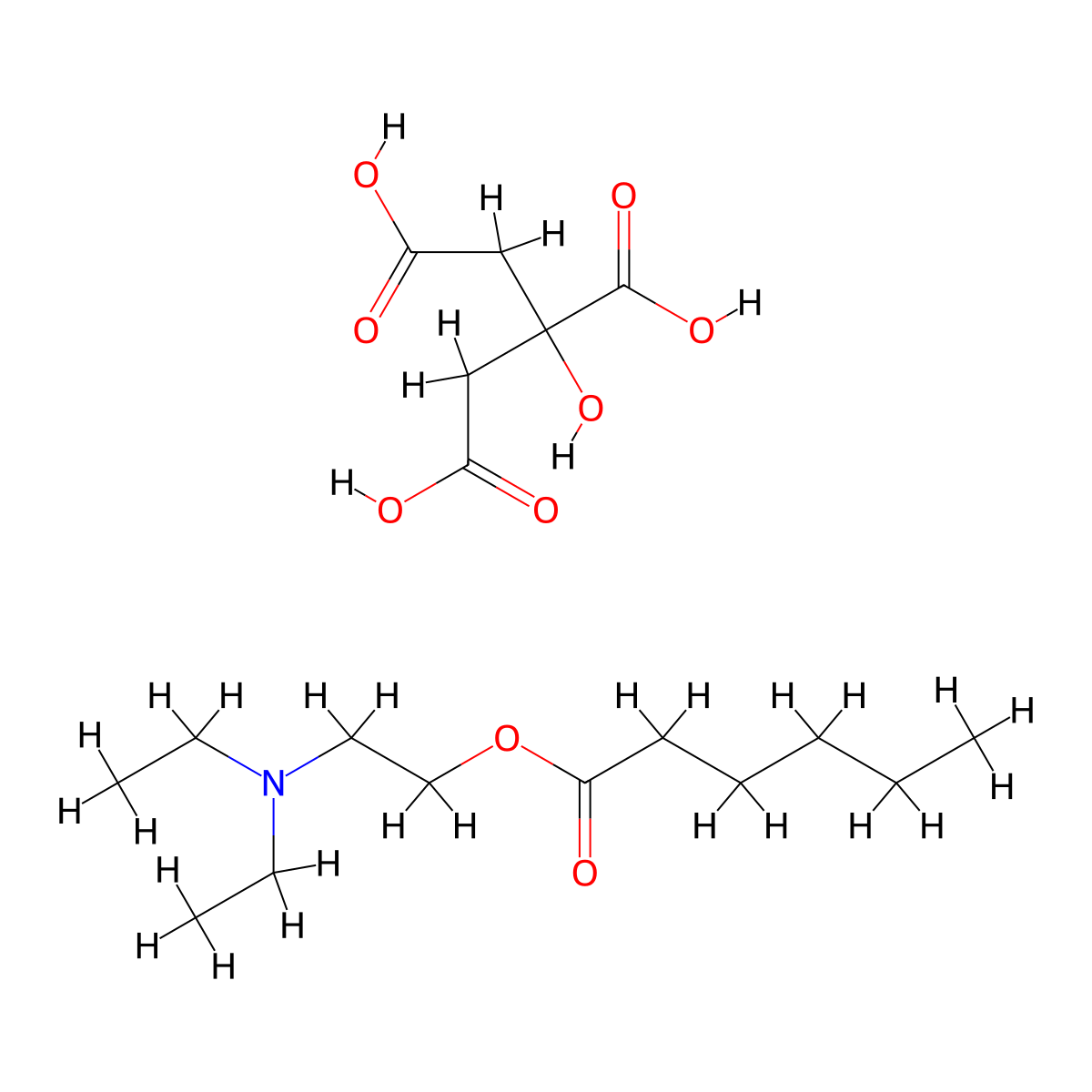 2-Diethylaminoethyl Hexanoate 2-Hydroxypropane-1,2,3-tricarboxylate molecular structure, CAS 220439-24-7