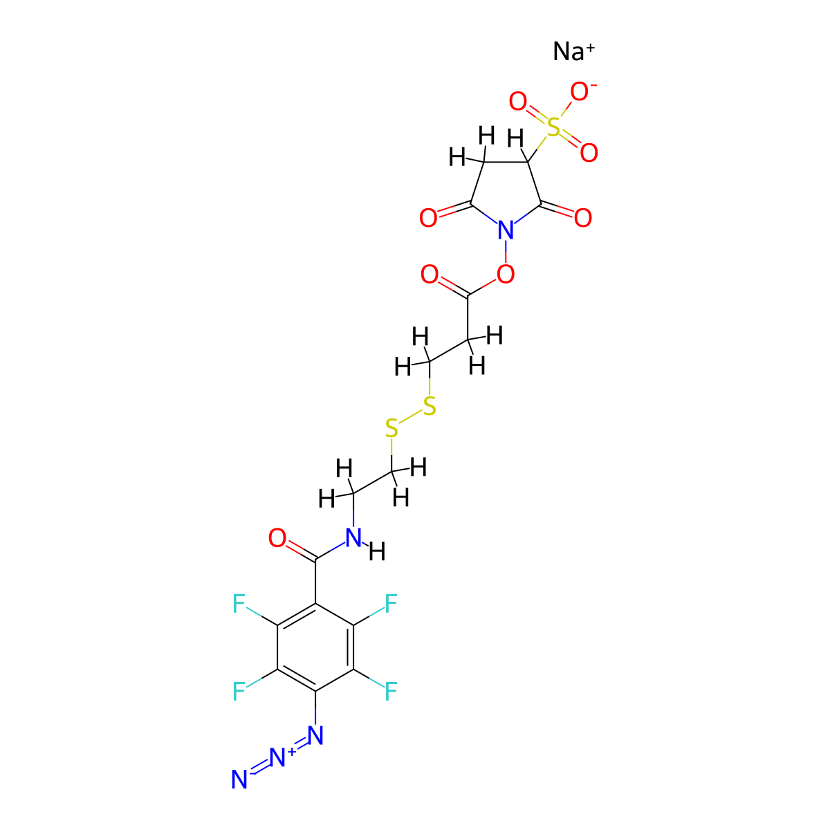 Sodium 1-[(3-{[2-(4-azido-2,3,5,6-tetrafluorobenzamido)ethyl]disulfanyl}propanoyl)oxy]-2,5-dioxopyrrolidine-3-sulfonate molecular structure, CAS 220446-74-2