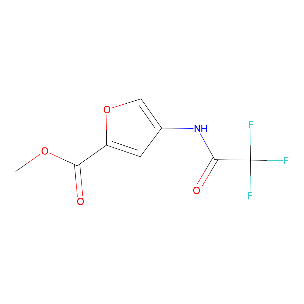 Methyl 4-(2,2,2-trifluoroacetamido)furan-2-carboxylate molecular structure, CAS 2204460-59-1
