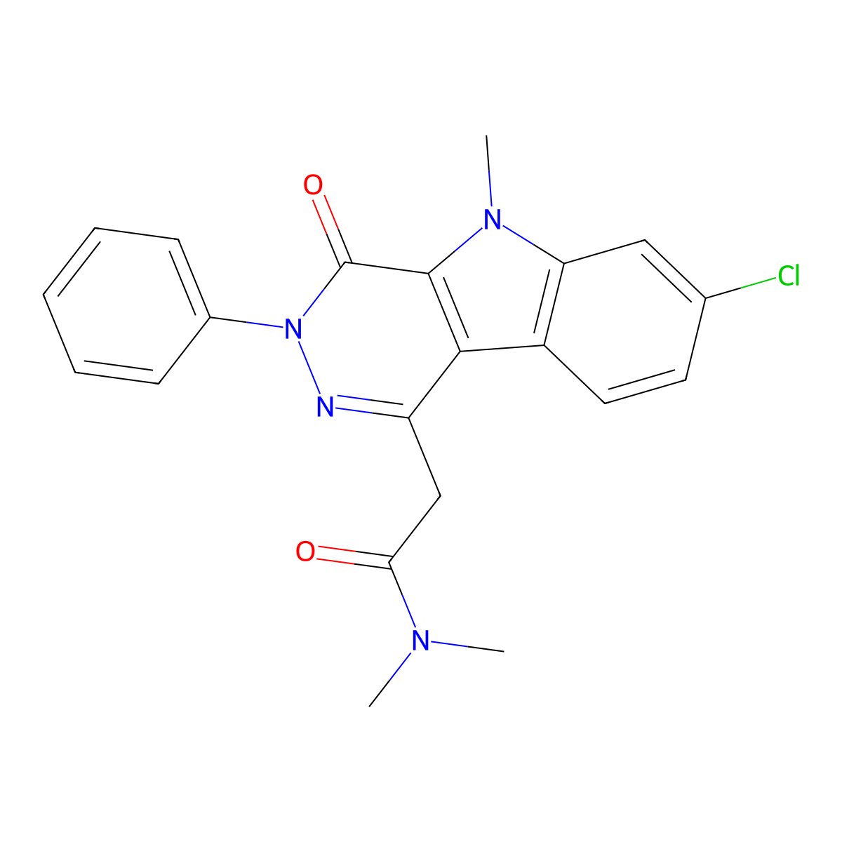 2-(7-Chloro-5-methyl-4-oxo-3-phenyl-4,5-dihydro-3H-pyridazino[4,5-b]indol-1-yl)-N,N-dimethylacetamide molecular structure, CAS 220448-02-2