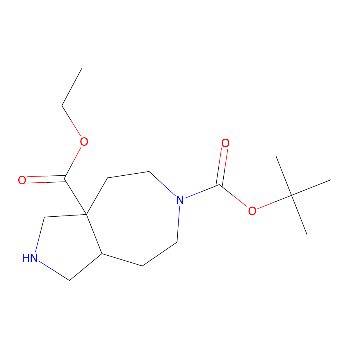 rac-6-tert-butyl 3a-ethyl (3aR,8aR)-decahydropyrrolo[3,4-d]azepine-3a,6-dicarboxylate molecular structure, CAS 2204518-72-7