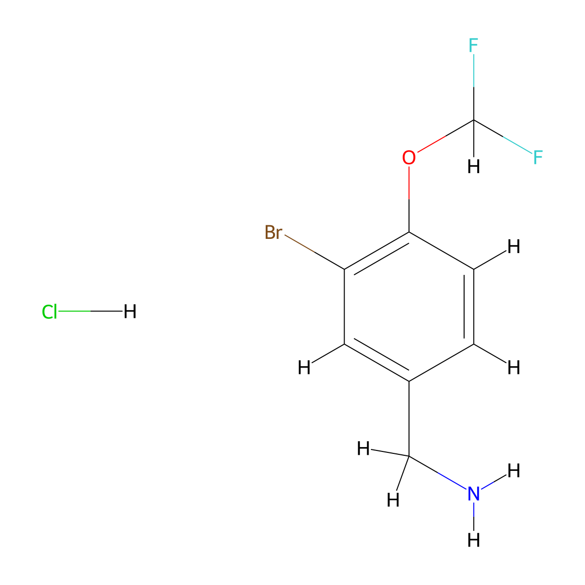 3-Bromo-4-difluoromethoxy-benzylamine hydrochloride molecular structure, CAS 2204562-00-3