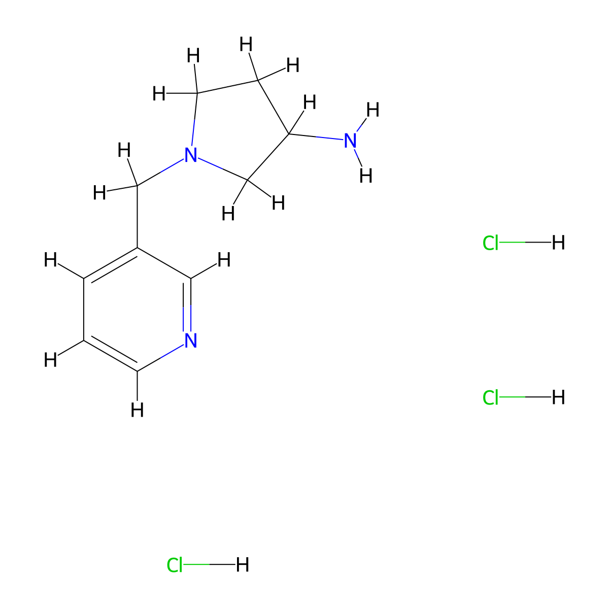 1-(Pyridin-3-yl)methylpyrrolidin-3-ylamine trihydrochloride molecular structure, CAS 2204587-81-3