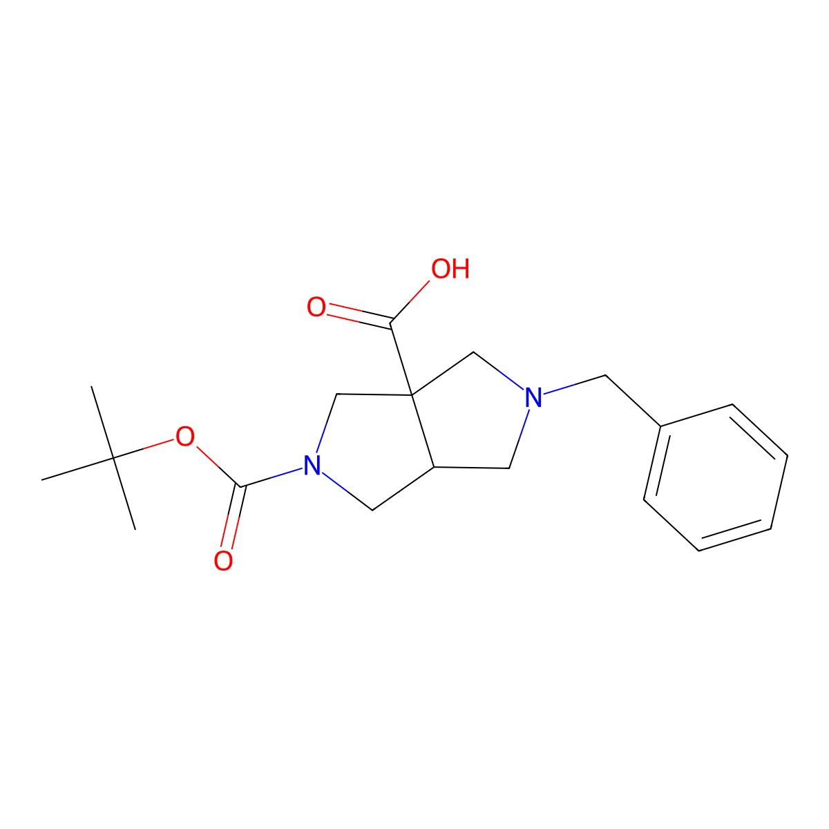 2-Benzyl-5-(tert-butoxycarbonyl)hexahydropyrrolo[3,4-c]pyrrole-3a(1H)-carboxylic acid molecular structure, CAS 2204587-85-7