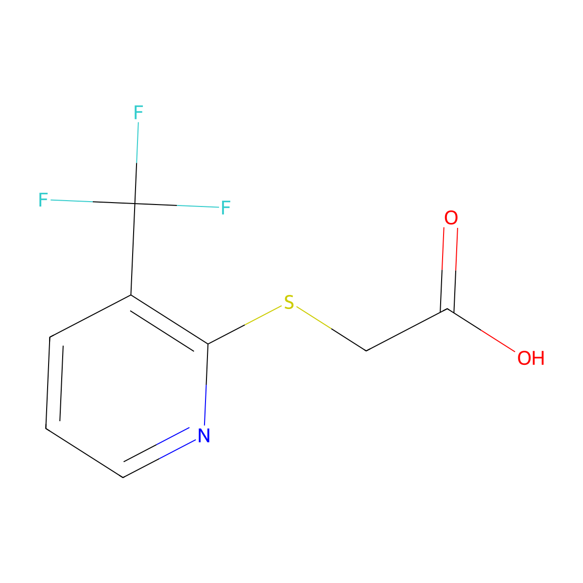 {[3-(Trifluoromethyl)pyridin-2-yl]thio}acetic acid molecular structure, CAS 220459-58-5