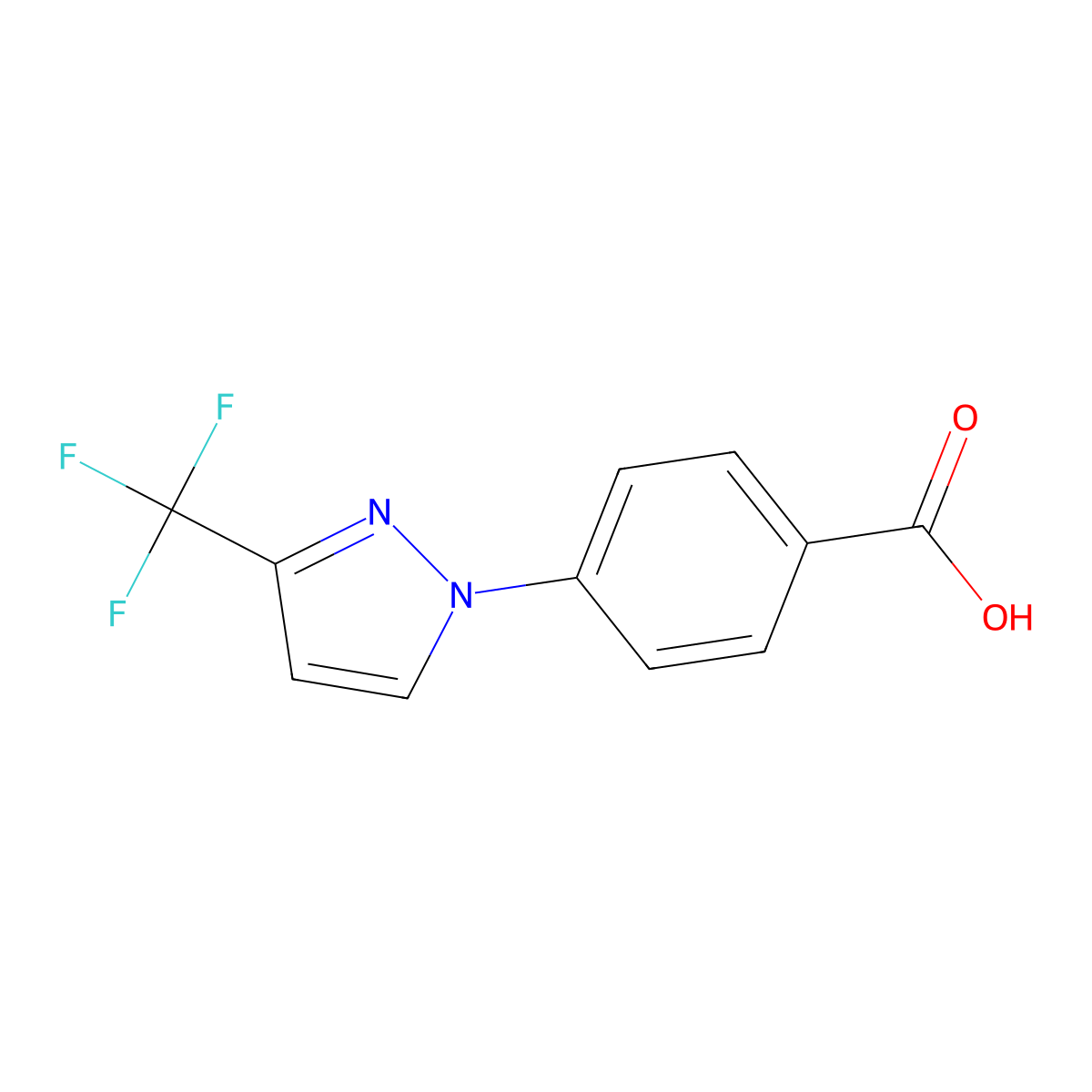 4-[3-(trifluoromethyl)-1H-pyrazol-1-yl]benzoic acid molecular structure, CAS 220462-27-1