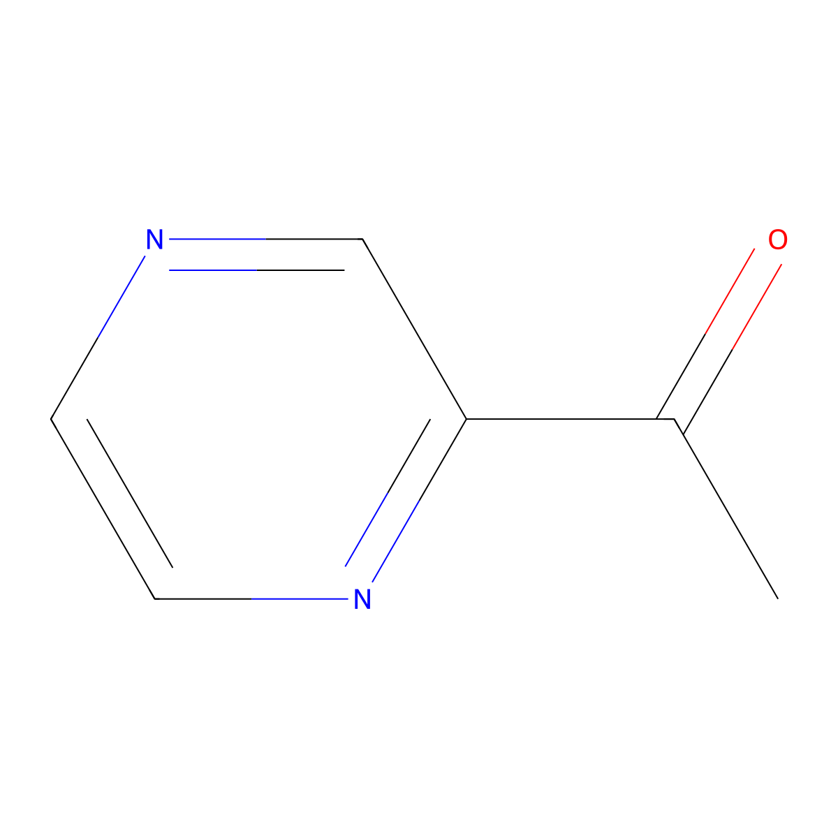 Acetylpyrazine molecular structure, CAS 22047-25-2